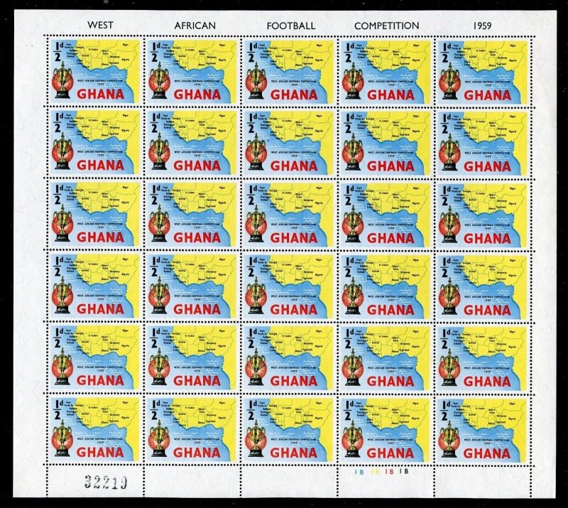 Ghana 61 - 65 Soccer Football Championships Sheets of 30 Stamps MNH 1959