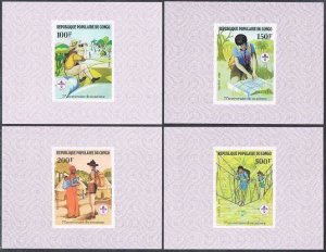 Congo PR 631-634,deluxe,635 imperf,MNH.Mi 859B-862B,Bl.29B. Scouting Year 1982.