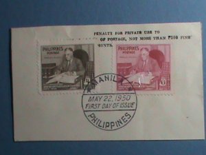 PHILIPPINES-1950- 25TH ANNIVERSARY OF ASSOCIATION-F.D.ROOSEVELT CUT SQUARE VF