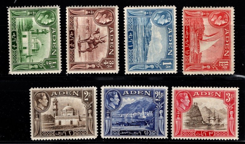 1939 Aden Scott #- 16-22 King George VI  Short Set 1/2A - 3A Seven Values MNH