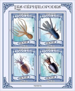 TOGO - 2021 - Cephalopods - Perf 4v Sheet - Mint Never Hinged