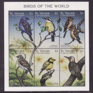 St Vincent-SC#2419-unused NH sheet-Birds of the World-1997-