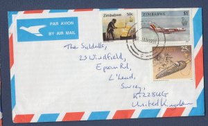 ZIMBABWE - Scott 612, 630 & 729 on airmail cover to UK