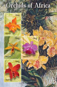 Ghana 2014 - Moth Orchids of Africa - Sheet of 4 stamps - Scott #2781 - MNH