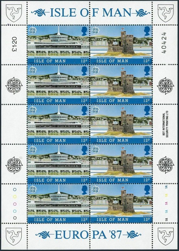 Isle of Man 331-34a sheets,MNH.Michel 335-338 klb.EUROPE CEPT-1987.Architecture.