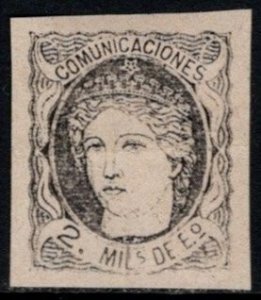 1870 Spain Provisional 2 Mils. De E.O.  Allegorical Effigy Of Spain Imperf