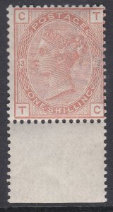 Sg163 1/- Orange WMK crown plate 13 letter T-C SUPERB UNMOUNTED MINT/MNH