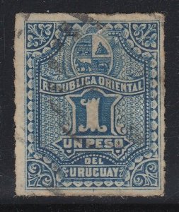 Uruguay 1877-79 1p Blue Used. Scott 43A