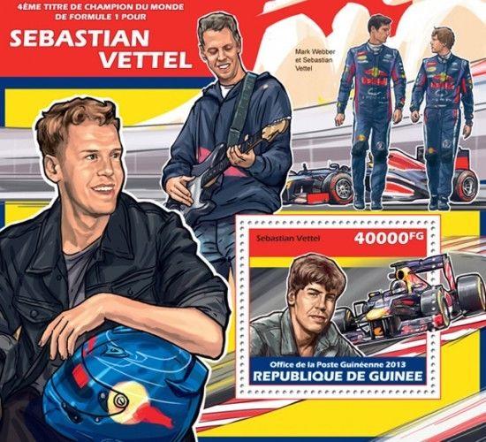 Sebastian Vettel Formula 1 Auto Racing Cars Sports Guinea MNH stamp set