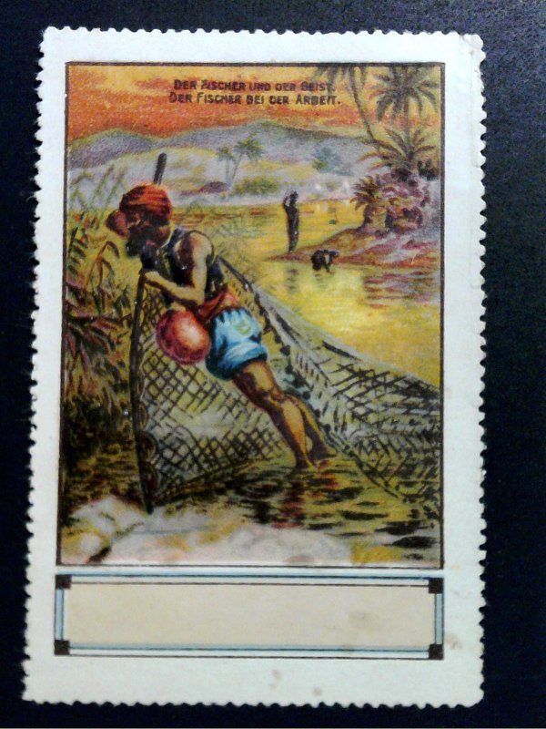 German Poster Stamp - 1001 Nights - Fisherman & Genie