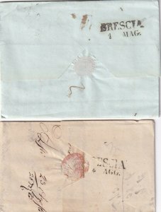ITALY POSTAL HISTORY 2 STAMPLESS SFL WITH CORRESPONDENCE CREMONA TRIEST