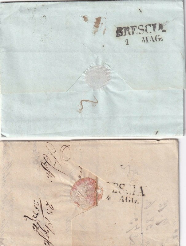 ITALY POSTAL HISTORY 2 STAMPLESS SFL WITH CORRESPONDENCE CREMONA TRIEST