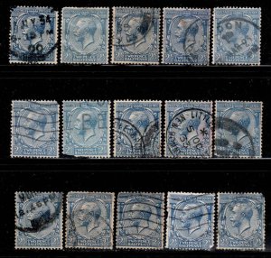 Great Britain #191 ~ 15 Fillers ~ Study, Color, City, Date, Cancel ~ Used MX