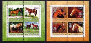 Eritrea, 2002 Cinderella issue. Horses on 2 sheets. Scouts & Rotary Logos.^