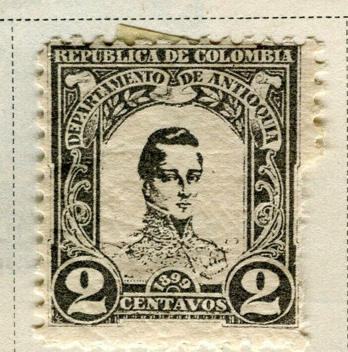 COLOMBIA ANTIOQUIA; 1899 early Bolivar issue Mint hinged 2c. value