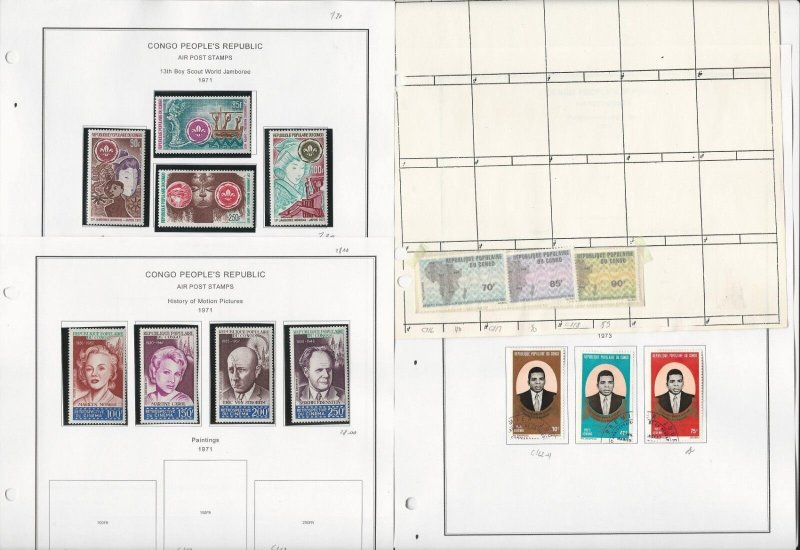 Congo Peoples Republic Stamp Collection on 24 Pages, 1963-1980 Airmail
