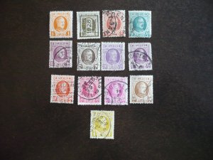 Stamps - Belgium - Scott#144-146,148-153,156-157,186- Used Part Set of 13 Stamps