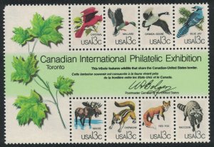 Scott 1757- CAPEX Souvenir Sheet, Wildlife- Block of 8- 13c MNH 1978- mint S/S