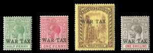 Bahamas #MR1-4 Cat$141.50, 1918 War Tax, set of four, lightly hinged