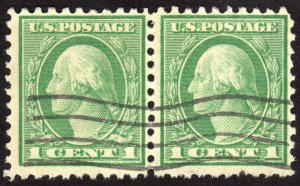 1921, US 1c, Washington, Used pair, Sc 543