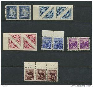 Slovakia 1940 Accumulation MNH Blocks of 2 3 4