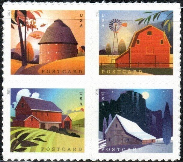 United States 5549a - Mint-NH - (36c) Barns (Blk/4 or Strip) (2021) (cv $4.40)
