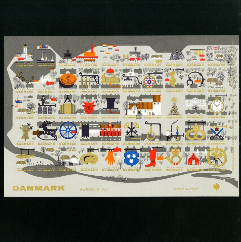 Denmark 1962 Christmas Stamp Seal Sheet Of 50