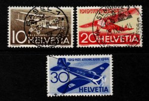 Switzerland ScottC37-C39 Used airmail airplanes set