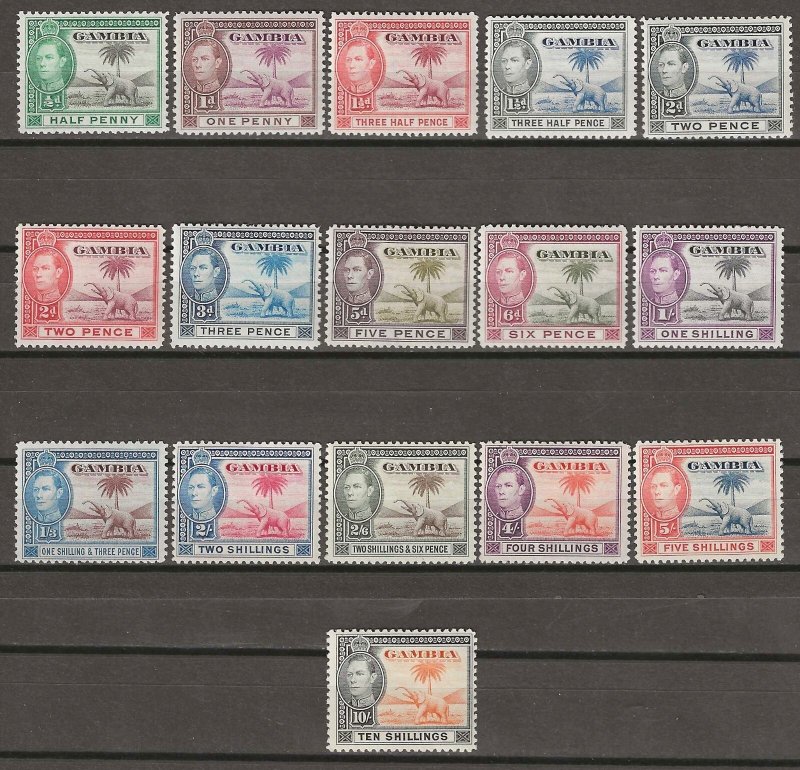 GAMBIA 1938/46 SG 150/161 MNH