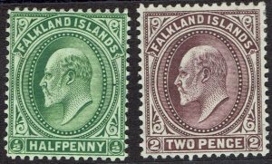 FALKLAND ISLANDS 1904 KEVII ½D AND 2D