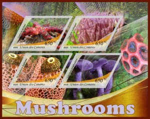 Stamps.  Mushrooms  2018 1+1 sheets perforated