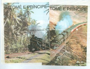 St. Thomas & Prince Islands #1138-1139 Mint (NH) Souvenir Sheet (Flora) (Train)