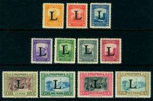 COLOMBIA 1950 AIRMAIL set  Scott # C175-C185  mint MNH