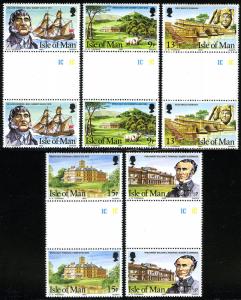 Isle of Man 177-181 gutter pairs ,MNH. Kermode Family:Manx Pioneers,Bridge,1980