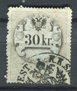 AUSTRIA; 1870s classic early Revenue issue fine used 30Kr. value