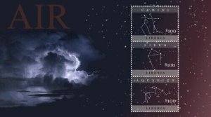 Liberia 2011 - Zodiac Constellations, Air Signs - Sheet of 3 Stamps - MNH