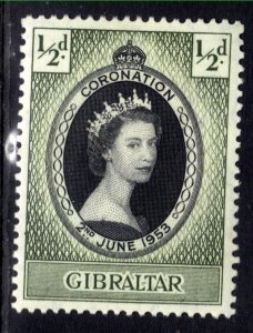 Gibraltar 1953 QE2 1/2d Coronation MM SG 144 ( L1318 )