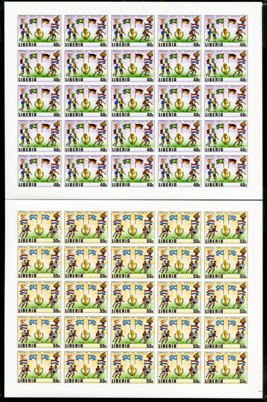 Liberia Stamps # 886-91 World Soccer 3c-55c Imperf Sheets of 25 XF OG NH