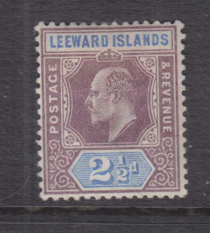 LEEWARD ISLANDS, 1902 KEVII,CA, 2 1/2d. Purple & Ultramarine, lhm.