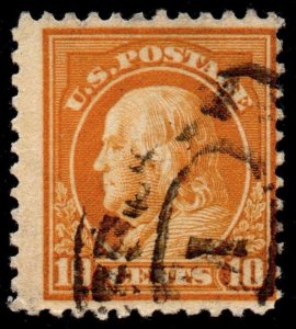 U.S. Scott #510: 1917 10¢ Benjamin Franklin, Used, F