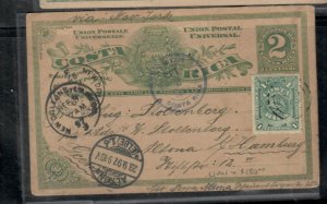 COSTA RICA COVER (P0209B)1897 2C PSC+1C LONG MSG VIA NEW ORLEANS SENT TO GERMANY 