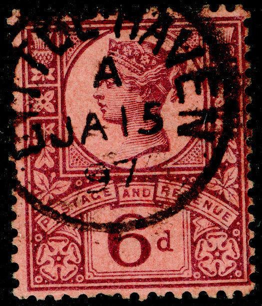 SG208, 6d purple/rose-red, FINE USED, CDS. Cat £12.