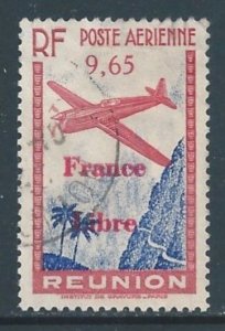 Reunion #C16 Used 9.65fr Airplane Issue Ovptd. France Libre