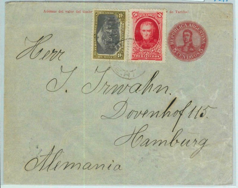 94009 - ARGENTINA - POSTAL HISTORY - STATIONERY COVER to GERMANY + stamps 1911