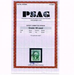 GENUINE SCOTT #35 XF 1859 TYPE-V PSAG GRADED 95 CERT SMQ $575 - ESTATE SALE