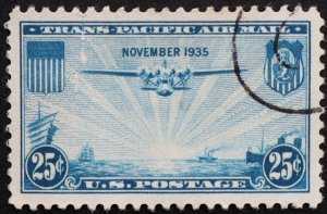 U.S. Used Stamp Scott #C20 25c Air Mail, XF - Superb Jumbo. Design-Free Cancel.