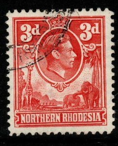 NORTHERN RHODESIA SG35 1951 3d SCARLET FINE USED