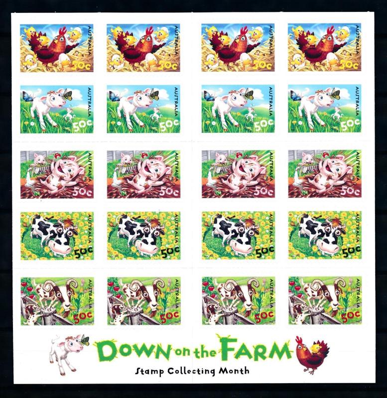 [74867] Australia 2005 Farm Animals Chicken Horse Cow Pig Self Adh. Booklet MNH