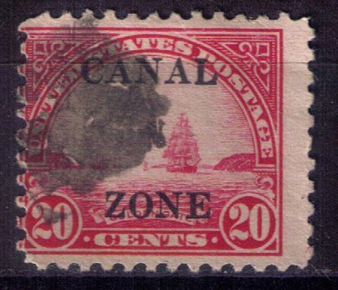 CANAL ZONE Sc #92 Used Carmine Rose 20c Fine