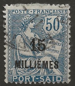 France Off Egypt Pt Said 64 Y&T 56 Used Fine 1921 SCV $6.75 (jr)